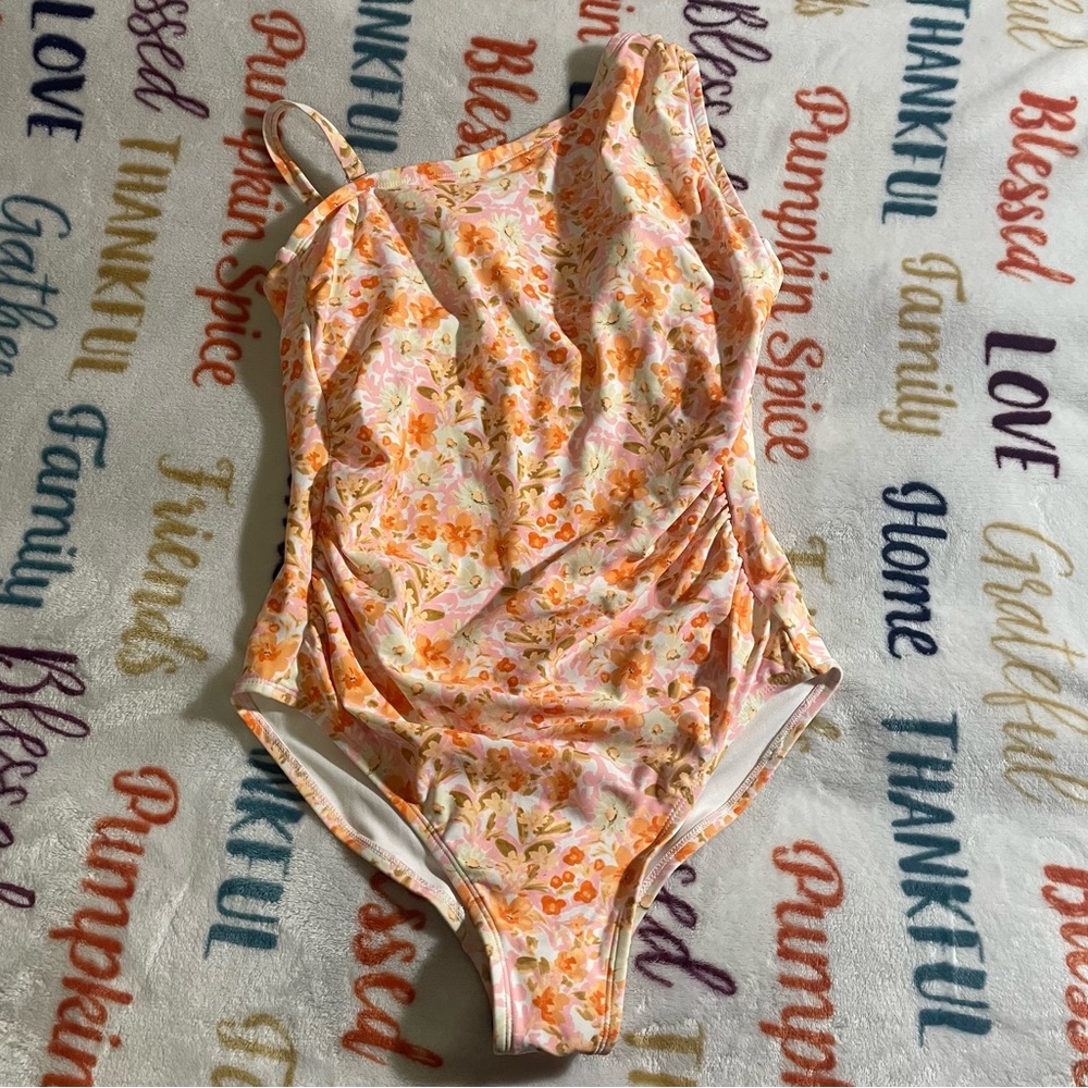 Kona Sol Floral One-Shoulder Swimsuit